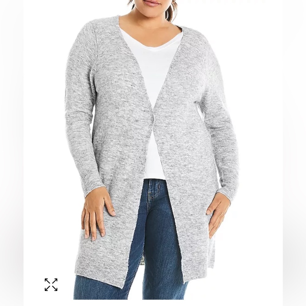 Estelle Plus Grey Long‎ Sweater, one snap, size 2X